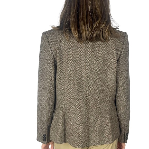 LAURA ASHLEY BRITISH TWEED BROWN DOUBLE BREASTED WOOL BLAZER JACKET - Picture 3 of 14